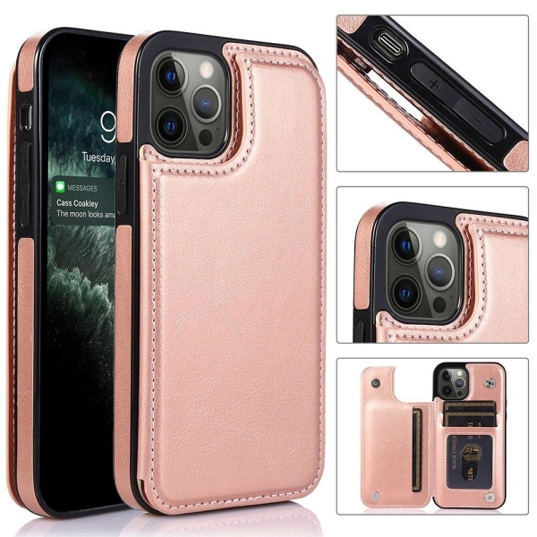 iPhone 13 Pro Max - Elegant effektivt etui med kortholder Roséguld