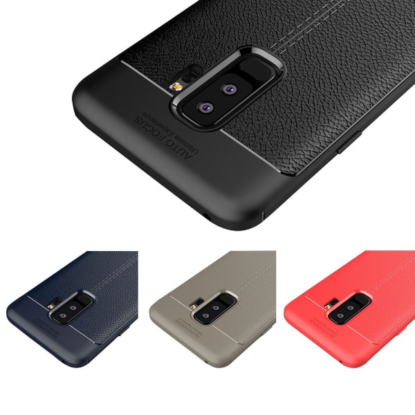 Beskyttende silikondeksel (Litchi) til Samsung Galaxy S9+ Marinblå