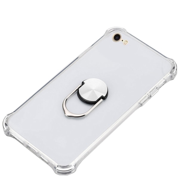 Stilig silikonetui med ringholder - iPhone 6/6S Silver