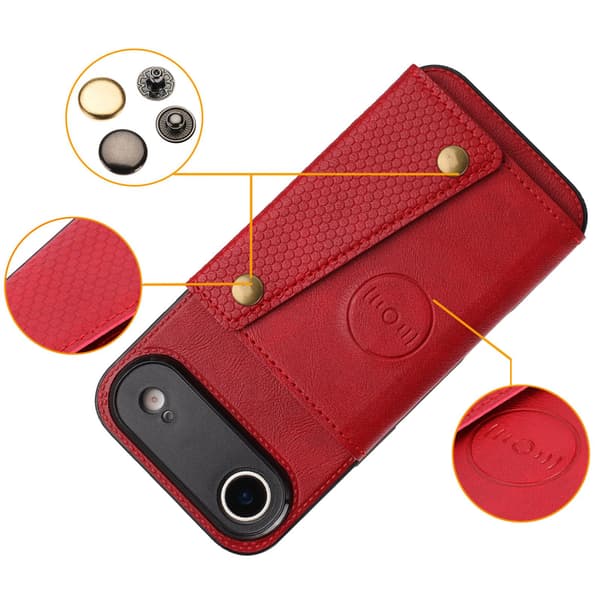 iPhone 17 air Retro PU-Lädskal Röd