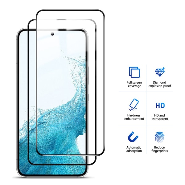 3-PACK Galaxy S22 Plus näytönsuoja + kameran linssisuoja 2.5D 0.3mm Transparent