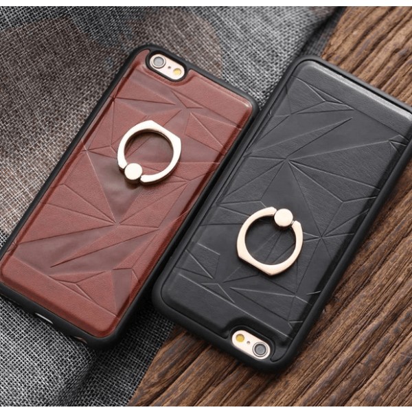 Ainutlaatuinen iPhone 6/6S nahkainen kotelo sormustelineellä Röd