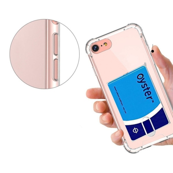 iPhone 6/6S PLUS - Stødabsorberende Floveme Cover med kortholder Transparent/Genomskinlig
