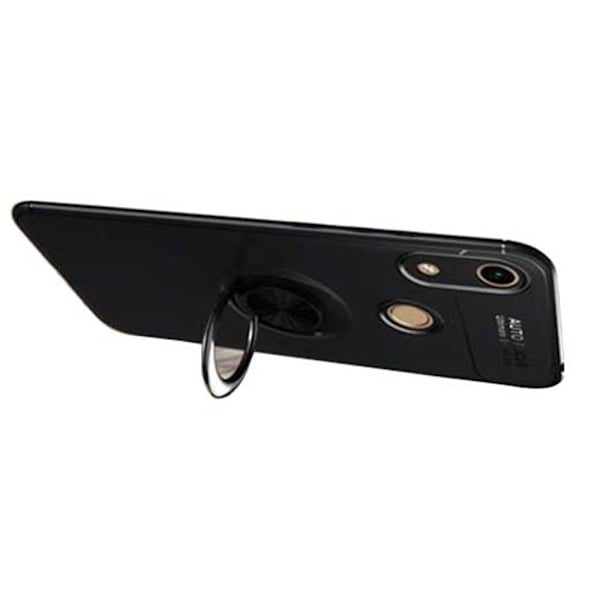 Stilsäkert Auto Focus Skal med Ringhållare - Huawei Y6 2019 Svart/Blå
