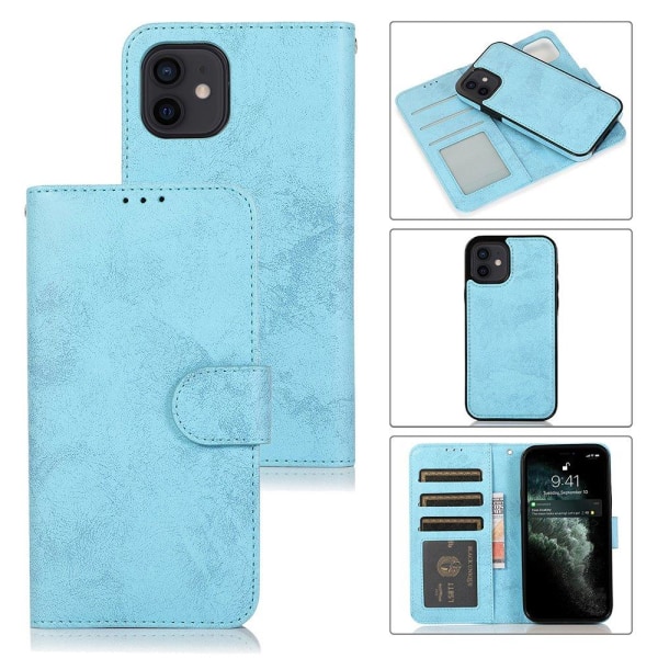 iPhone 12 Mini - Stilsäkert Praktiskt Dubbelfunktion Plånboksfod Ljusblå