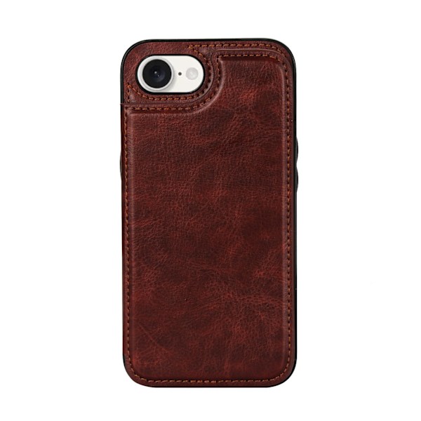 iPhone 16E - Stilrent Skal med Plånbok/Kortfack Brun