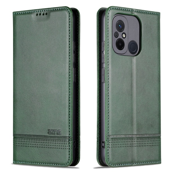 Lyxigt läderfodral för Redmi 12C Khaki Brun
