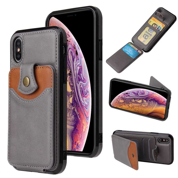 iPhone XR - Professionellt Skyddsskal med Kortfack Mörkblå Mörkblå
