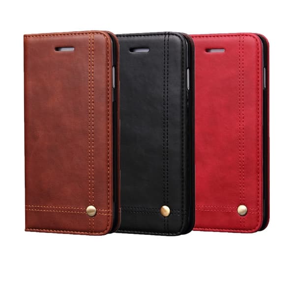 Fodral med Kortfack (RUSTIC) till iPhone X/XS Röd