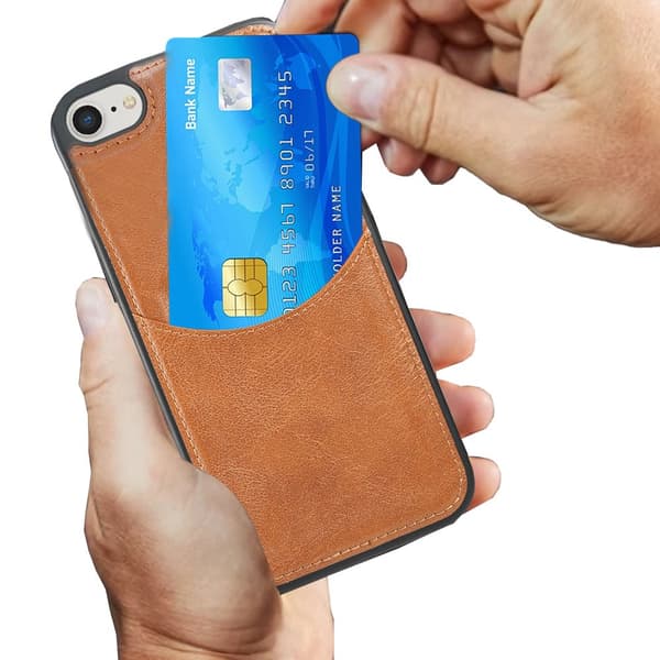 iPhone 7/8/SE2 Leman Mobilskal med Kortförvaring Mörkbrun