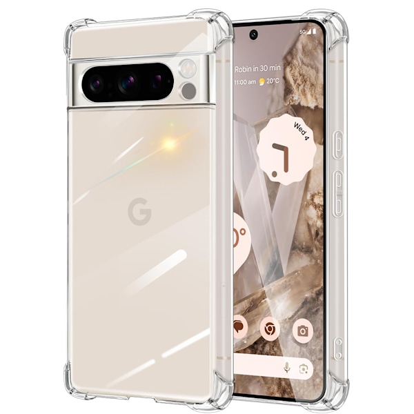 Google Pixel 9 Pro - Reptåligt Transparent Silikon Skal Clear