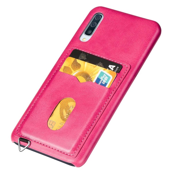 Samsung Galaxy A50 - Käytännöllinen kansi korttikotelolla (LEMAN) Rosaröd