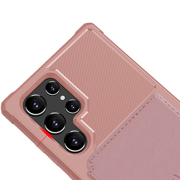 Samsung Galaxy S22 Ultra - Praktisk deksel med kortholder Röd