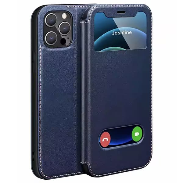 iPhone 13 Pro Max  TPU & Läderfodral med stöttåligt skydd Kaffe