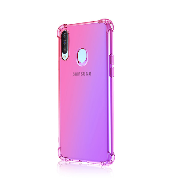 Samsung Galaxy A20S - Exklusivt Radiant Floveme Silikonskal Blå/Rosa