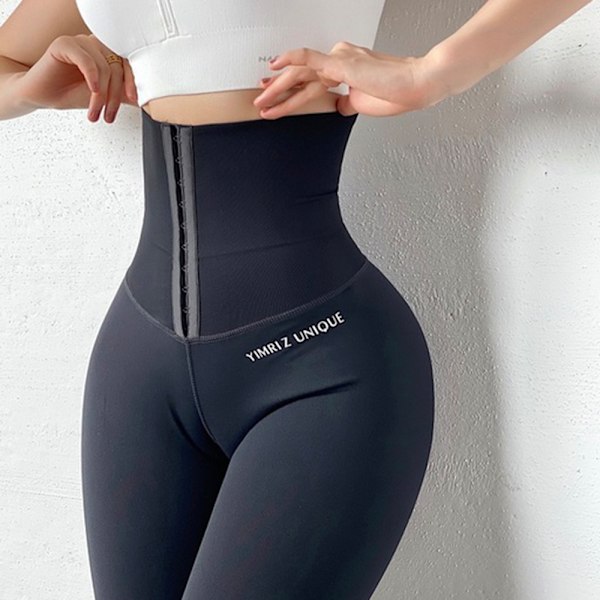 Bekväma Sport Yoga Leggings Hög Midja Röd L