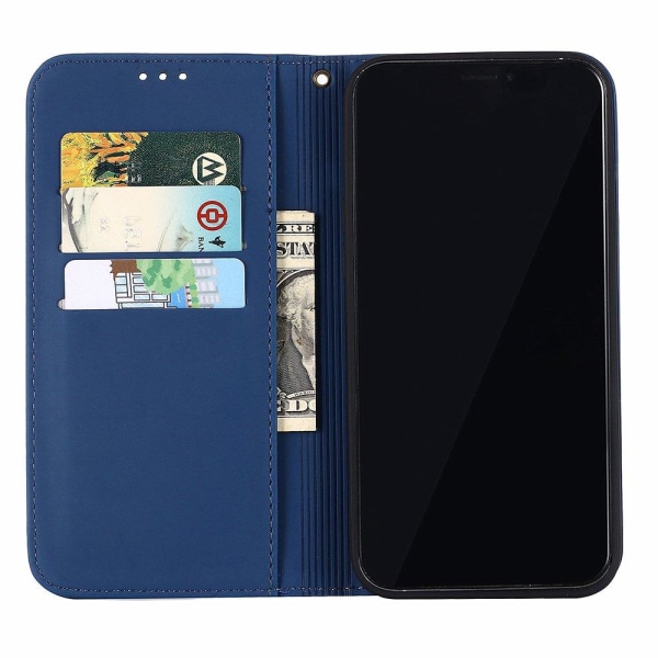 iPhone 12 - Stilig beskyttende lommebokdeksel (FLOVEME) Mörkblå
