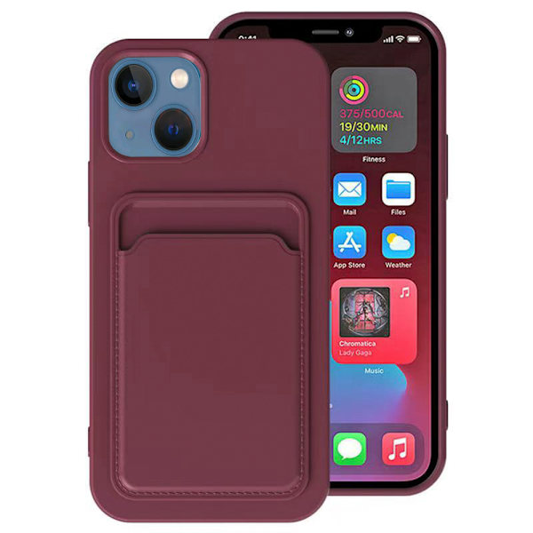 iPhone 14 Plus - Lätt & Smidigt Skal med Korthållare Aprikos