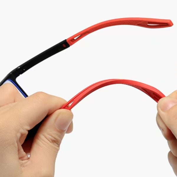 Unisex sportglasögon för närsynthet: Ultralätta silikon- och TR-glasögon, blåljusfilter, halkfria. Svart/Röd +2.0