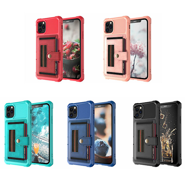 iPhone 11 Pro - Elegant Skyddsskal med Kortfack Röd