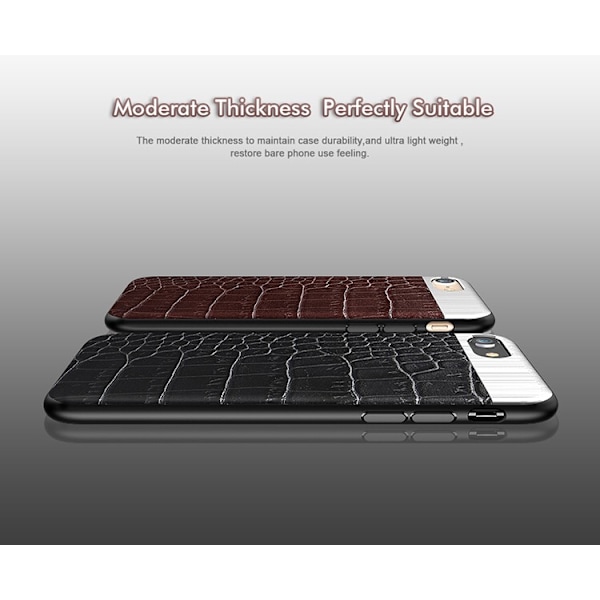 iPhone 8 PLUS - Robust Stilrent Skal från Croco-Serien Vit Vit