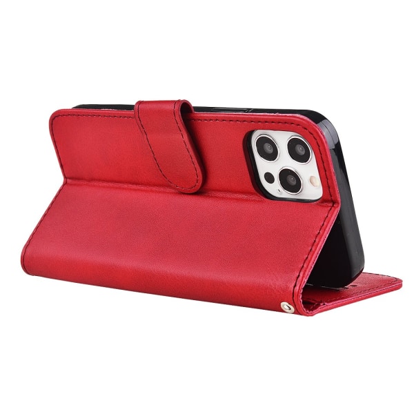iPhone 15 Pro - Elegant etui i PU-læder med 4 kortpladser Red