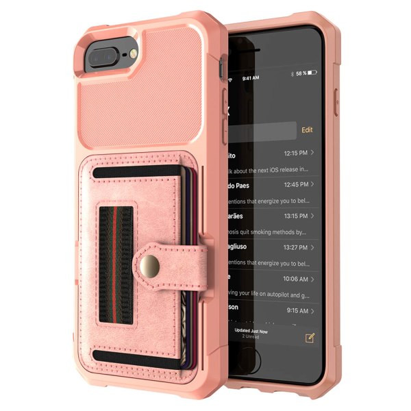 iPhone 8 Plus - Suojakuori korttilokerolla Roséguld