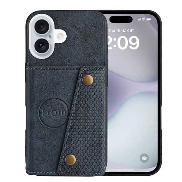 iPhone 16 - Stilsäkert Skal med Korthållare Grå