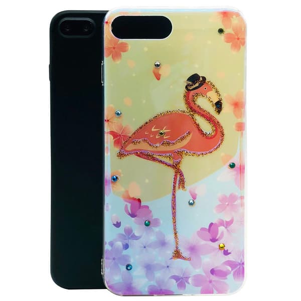 Pink Flamingo - Retroskal av Silikon för iPhone 8Plus