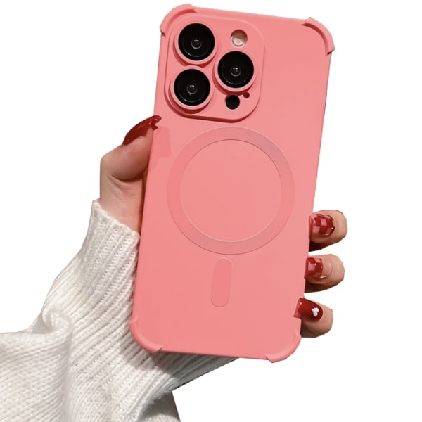 iPhone 12 Pro - Silikonskal med Magnetiskt Stötskydd Rosa