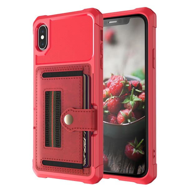 iPhone XS Max - Exklusivt Skyddsskal med Kortfack Svart