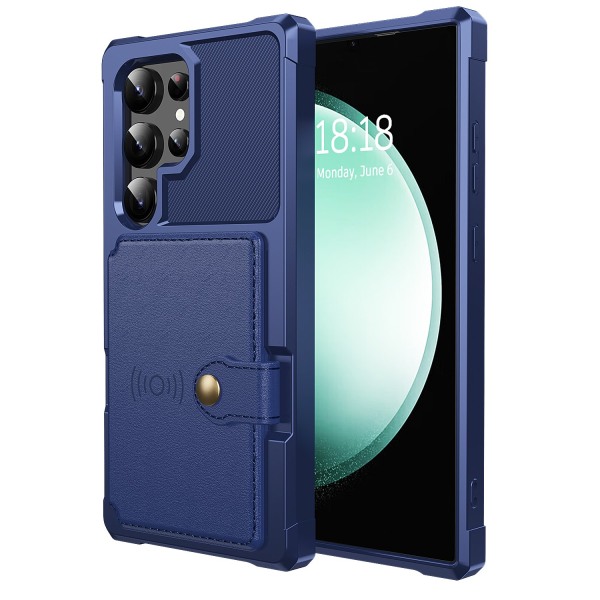 Elegant Plånboksfodral Läder med Fäste för Samsung Galaxy S24 Ultra Röd