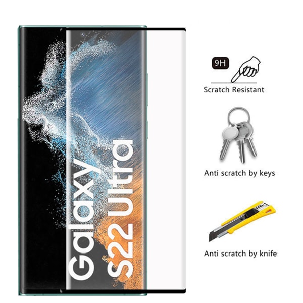 3-PACK Galaxy S22 Ultra CASE -ystävällinen näytönsuoja + kameran linssisuojus Transparent