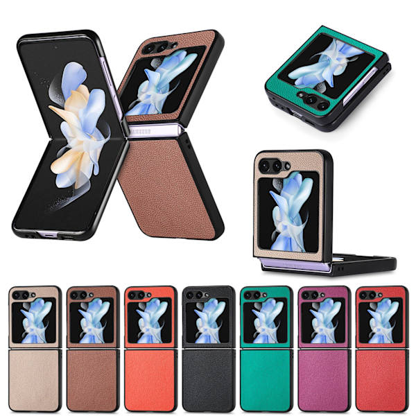 Galaxy Z Flip 5 - Elegant Litchi-mönstrat skal Red