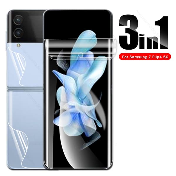 2-PACK Z Flip 4 - 3in1 Hydrogel Fram- & Baksida Sk�rmskydd Transparent