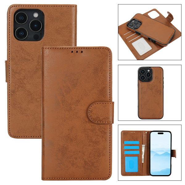iPhone 16 Pro - Plånboksfodral i Smart design med 3 kortfack Brun