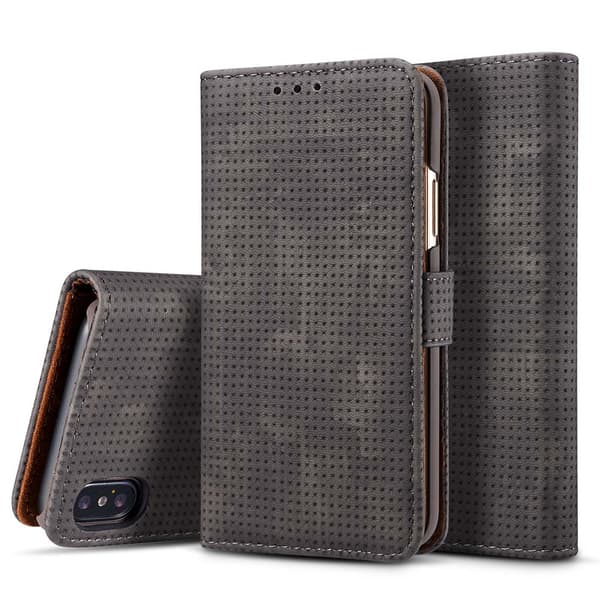 Plånboksfodral i Retrodesign från LEMAN till iPhone XS Max Blå Blå
