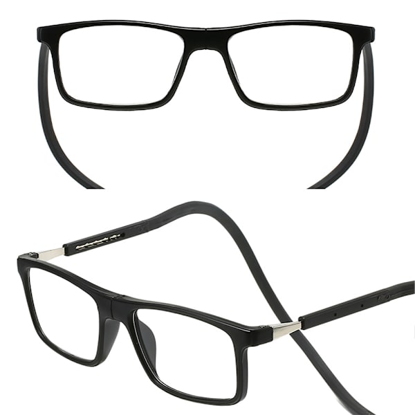 Exklusiva Hängande Läsglasögon med Magnetiskt Fäste - TR-material Svart +3