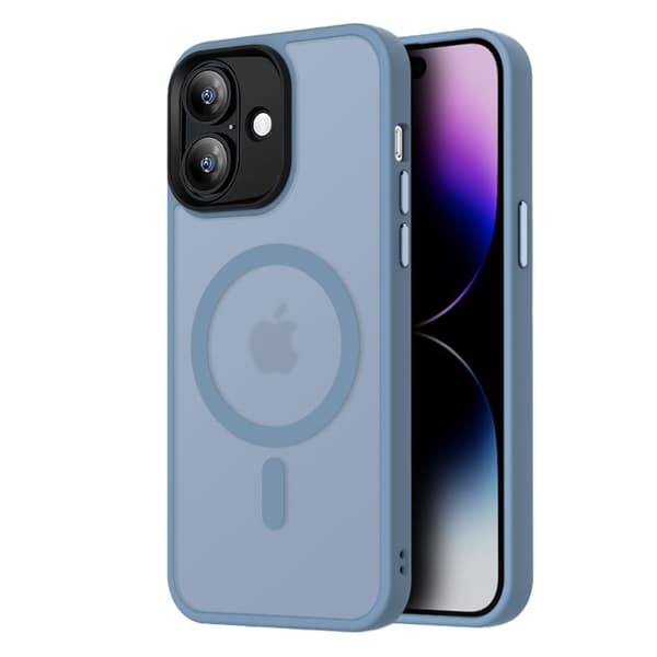 iPhone 16 Skal - Translucent Baksida med Perfekt Passform & Magnetiskt Grepp Grå