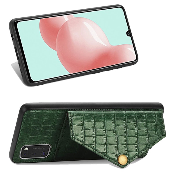 Samsung Galaxy A41 - Praktisk stilfuldt cover med kortholder Grön
