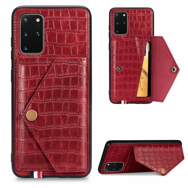 Elegant Skal med Kortfack - Samsung Galaxy S20 Plus Röd