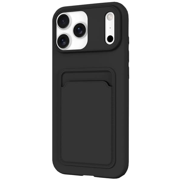 Stötdämpande silikonskal med ett kortfack för iPhone 17 Pro Marinblå
