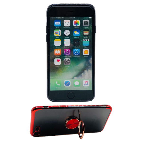 iPhone 8 - Robust silikoneetui med ringholder Röd