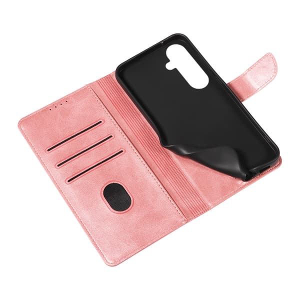 S24 Plus - Elegant Läderplånboksfodral i 6 färger Roséguld