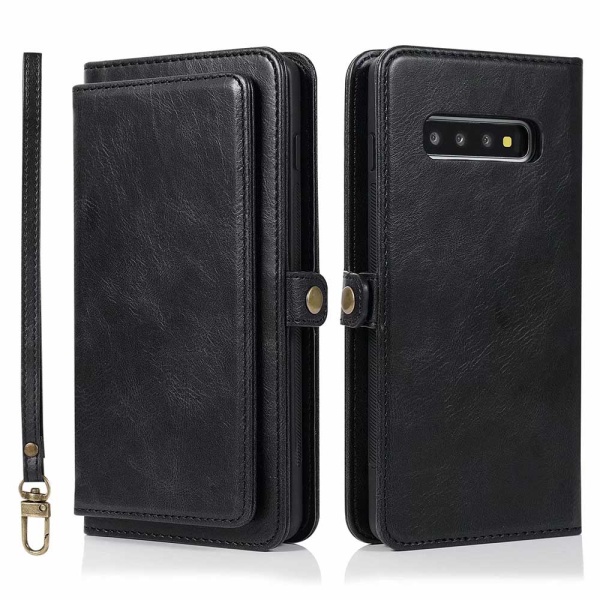 Stilig dobbel lommebokdeksel - Samsung Galaxy S10 Mörkgrön