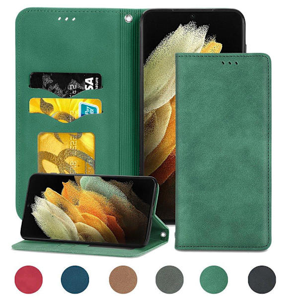 Samsung Galaxy S21 Ultra - Stilsäkert Praktiskt Plånboksfodral Röd