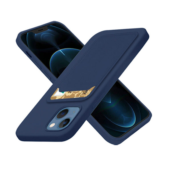 iPhone 13 Pro Max - Elegant Smidigt Floveme Skal med Korth�llare Mörkblå
