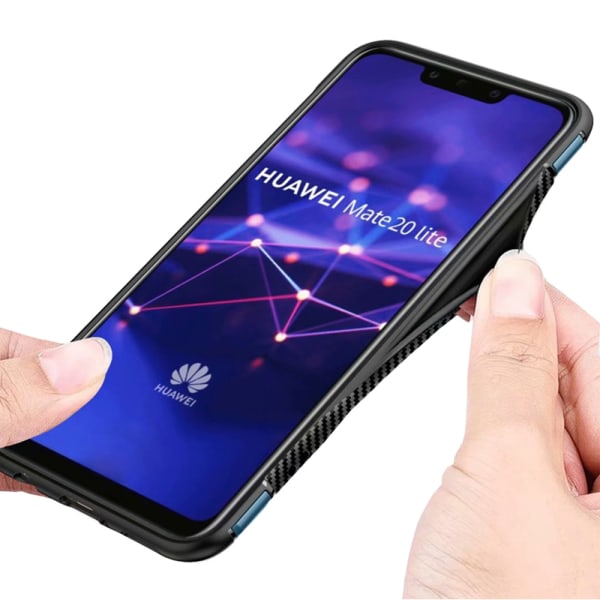 Tyylikäs hybridikuori sormustelineellä Huawei Mate 20 Lite -puhelimelle Svart Svart