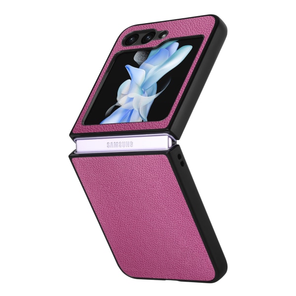 Galaxy Z Flip 5 - Elegant Litchi-mönstrat skal Lila