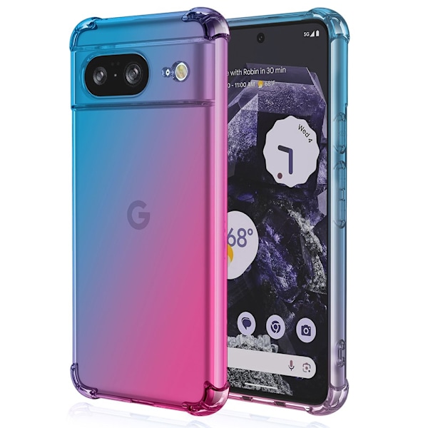 Google Pixel 9 - Reptåligt och Transparent Silikon Skal Blå/Rosa